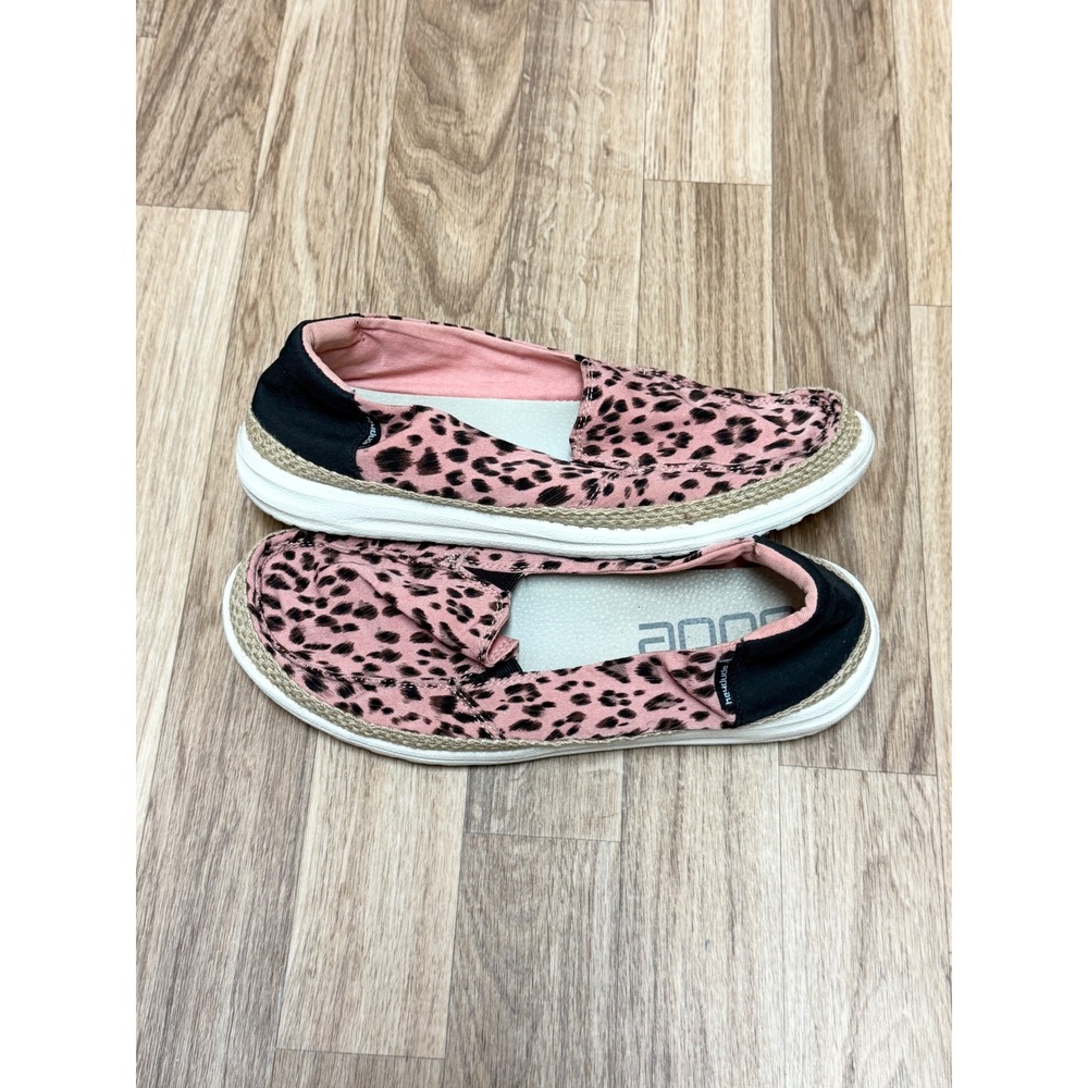 Hey Dude Lena Leopard Rose Pink Animal Print Slip On Shoes Womens 9 Loafers